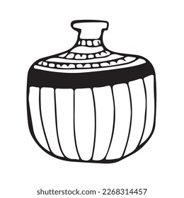 Ceramic vase retro. Antique pottery cup isolated white background. retro style. Clipart. Vector illustration.