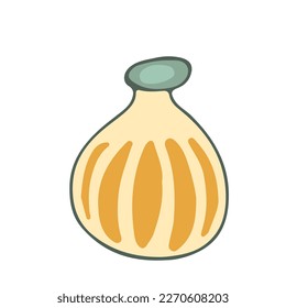 Ceramic vase retro. Antique pottery cup isolated white background. retro style. Clipart. Vector illustration.