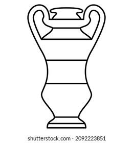 Ceramic vase shaped with two handles on the side and top. An amphora, an urn for the interior. Vector icon, outline, isolated. Editable stroke