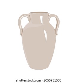 Ceramic vase vector stock illustration. Greek ancient jug. Tableware for flowers. An interior item. Isolated on a white background.