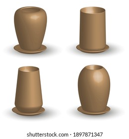 Ceramic vases on white background