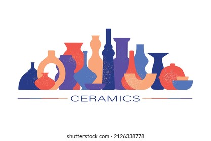 Ceramic Vases Premade Poster or Print. Collection of trendy ceramic vases 