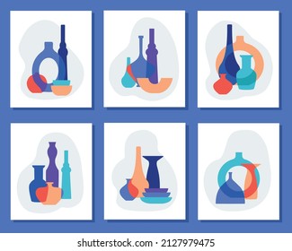 Ceramic Vases Pre-made Poster or Print. Collection of trendy ceramic vases.