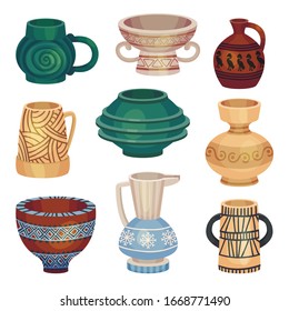 Ceramic Vessels and Containers for Interior and Kitchen Use Vector Set