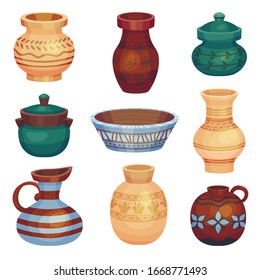 Ceramic Vessels and Containers for Interior and Kitchen Use Vector Set