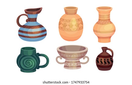 Ceramic Vessels and Containers for Interior and Kitchen Use Vector Set