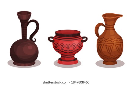Ceramic Vessels and Containers for Interior and Kitchen Use Vector Set