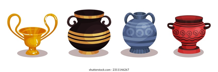 Ceramic Vessels and Containers for Interior and Kitchen Use Vector Set