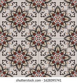 Ceramic Vintage tiles intricate details for a decorative look Seamless retro vector