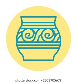 Ceramic ware trypillia ornament line color icon. Isolated vector element. Outline pictogram for web page, mobile app, promo