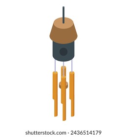 Ceramic wind chime icon isometric vector. Hang tubes sound arrangement. Hanging jingles decoration