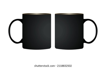 Ceramics Black Mug, Background, Black Body , Vector Mug , Design Template