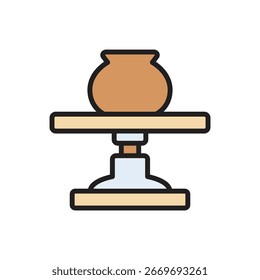 Ilustración vectorial de icono de rueda de alfarero de cerámica