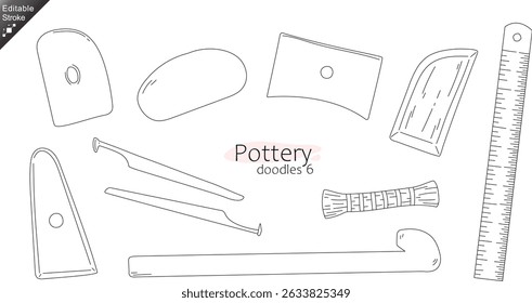 Ceramics Pottery Making tools – craft tools Line Art