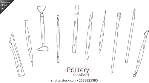 Ceramics Pottery Making tools – craft tools Line Art