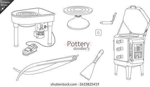 Ceramics Pottery Making tools – craft tools Line Art