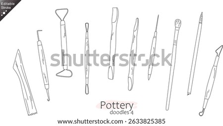 Ceramics Pottery Making tools – craft tools Line Art