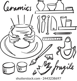 Ceramics and pottery vector illustrations