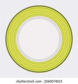 Ceramics Tableware Dinner Plate Green Stock Line Design Vector art