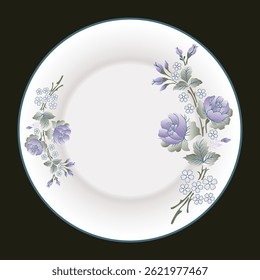 Ceramics Tableware, Round Plate, Abstract Design Vector-08.eps