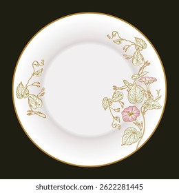 Ceramics Tableware, Round Plate, Abstract Design Vector-10.eps