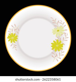 Ceramics Tableware, Round Plate, Dinner Plate FLOWER Abstract Design Vector-13.eps