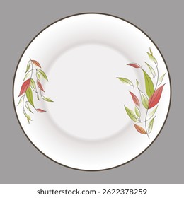 Ceramics Tableware, Round Plate, Dinner Plate FLOWER Abstract Design Vector-17.eps