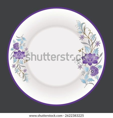 Ceramics Tableware, Round Plate, Dinner Plate FLOWER Abstract Design Vector-21.eps