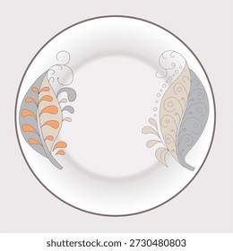 Ceramics Tableware Round Plate. Full Decoration Plate+.30.eps