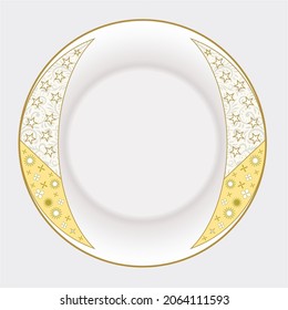 Ceramics Tableware Round Plate. Moon flower Design