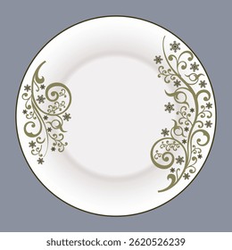 Ceramics Tableware, Round Plate, Tree, Two Sides Design, Vector for Ceramics Plate