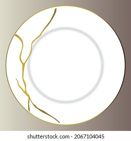 Ceramics Tableware Round Plate.Tree, Branch , Vector Design