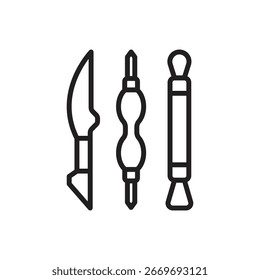 Ceramics Tools Outline Icon Vector Illustration