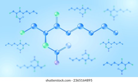 Ceramide molecules. Molecular structure and blue spherical molecule illustration.