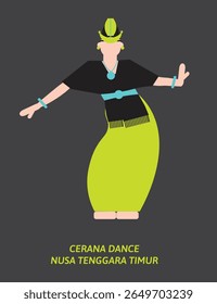 Cerana Dance Vetor Illustration - Dança tradicional de boas-vindas de East Nusa Tenggara, Indonésia