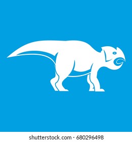 Ceratopsians dinosaur icon white isolated on blue background vector illustration