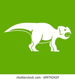 Ceratopsians dinosaur icon white isolated on green background. Vector illustration