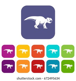 Ceratopsians dinosaur icons set vector illustration in flat style In colors red, blue, green and other