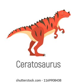 Ceratosaurus color vector icon. Flat design