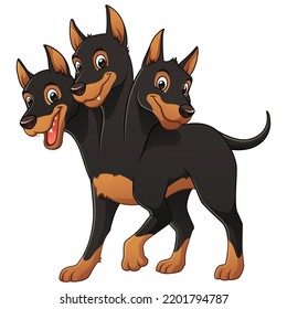 Cerberus Cartoon - Mythology Illustration