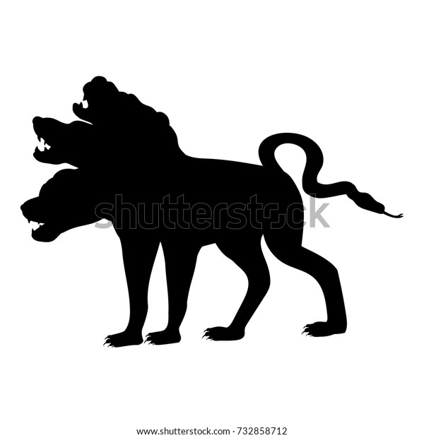 Cerberus Dog Silhouette Ancient Mythology Fantasy Stock Vector (Royalty ...