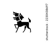 Cerberus, Greek mythological monster, flat black silhouette vector icon illustration