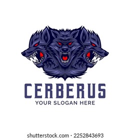 Cerberus Head Logo Vector Mascot template