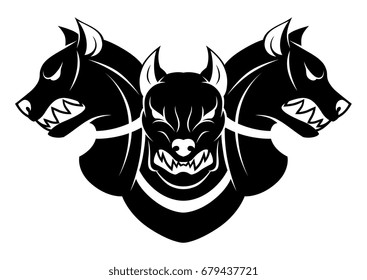 Cerberus heads black and white