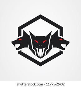 Cerberus heads icon logo vector svg
