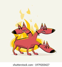 cerberus the hellhound cartoon illustration svg