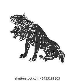 Cerberus Icon Silhouette Illustration. Ancient Creatures Vector Graphic Pictogram Symbol Clip Art. Doodle Sketch Black Sign.