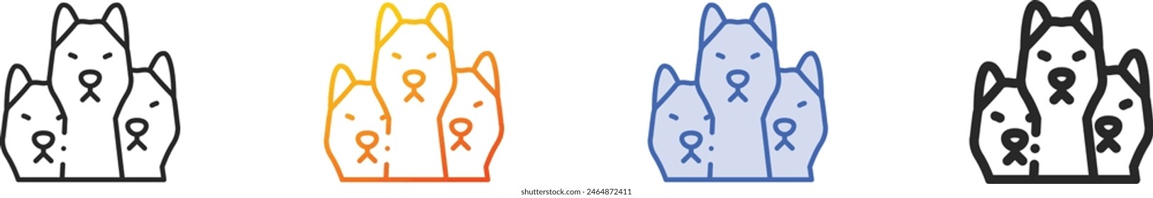 cerberus icon.Thin Linear, Gradient, Blue Stroke and bold Style Design Isolated On White Background