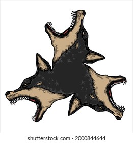Cerberus  logo illustration. cerberus vector. multi ​headed dog svg
