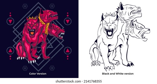 cerberus vector illustration in detailed style